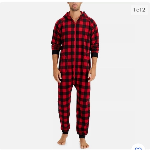 Family Pajamas Matching Men's 1-Pc. Red Check Printed Family Pajamas 3XL - Picture 3 of 4
